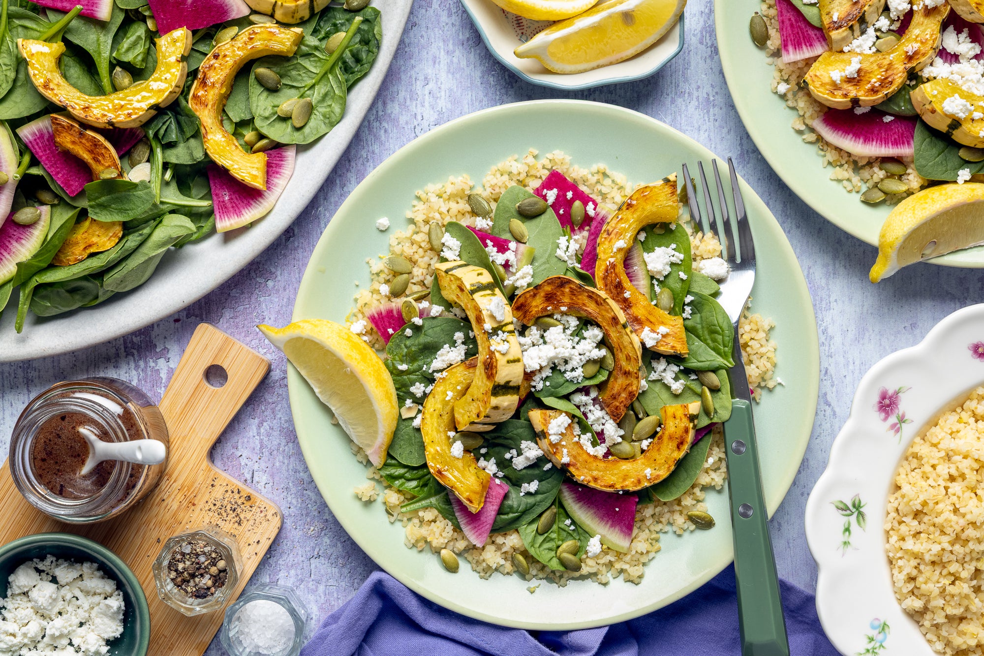 Salade de boulgour et de courge Delicata rôtie