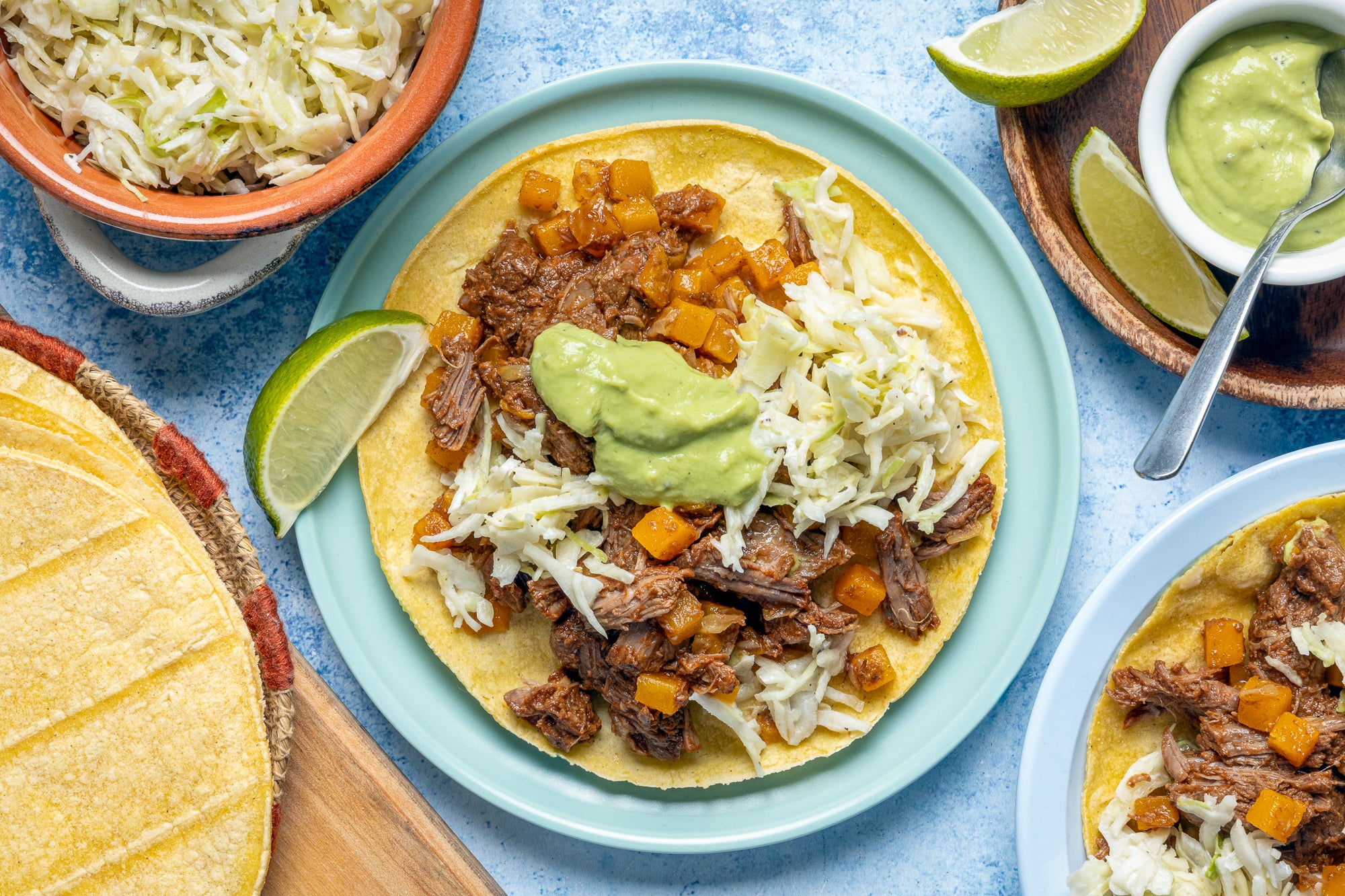 Tacos rapido de birria de bœuf et de courge musquée
